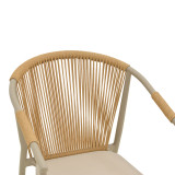 Fotel alumini Convince pakoworld i palosshëm me kornizë kafe-textilene-rattan pe 56x63x82cm