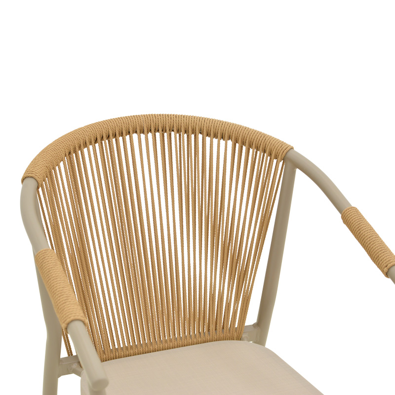 Fotel alumini Convince pakoworld i palosshëm me kornizë kafe-textilene-rattan pe 56x63x82cm
