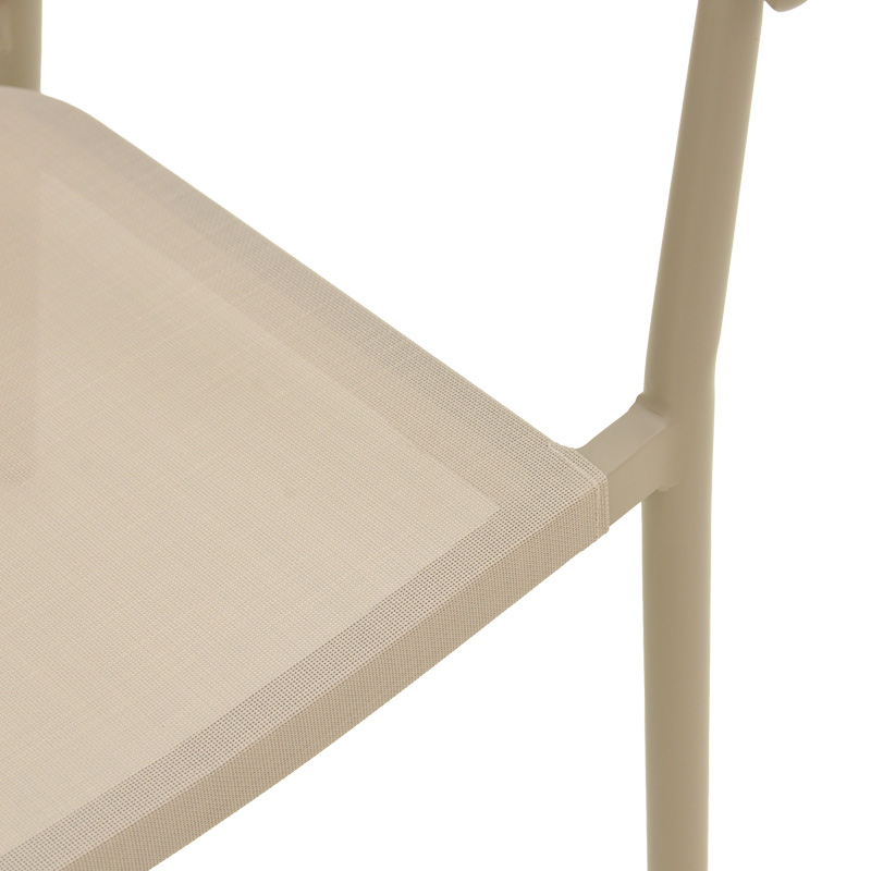 Fotel alumini Convince pakoworld i palosshëm me kornizë kafe-textilene-rattan pe 56x63x82cm
