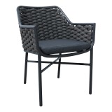 Fotel Ortegia pakoworld prej alumini me kornizë antracit dhe litar PE 57x62x82cm