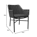 Fotel Ortegia pakoworld prej alumini me kornizë antracit dhe litar PE 57x62x82cm