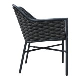 Fotel Ortegia pakoworld prej alumini me kornizë antracit dhe litar PE 57x62x82cm