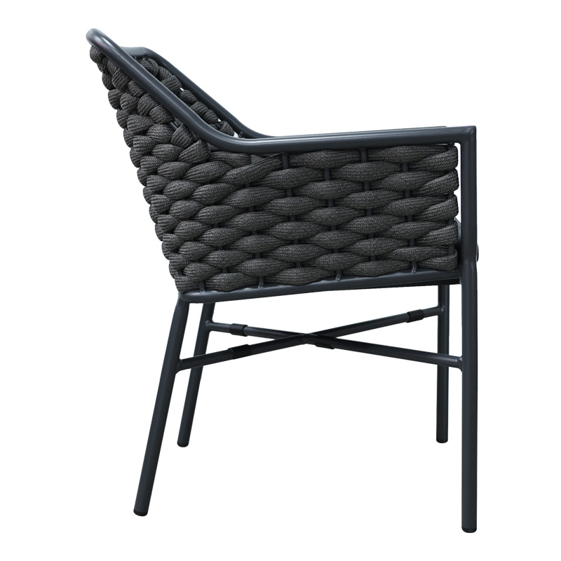 Fotel Ortegia pakoworld prej alumini me kornizë antracit dhe litar PE 57x62x82cm