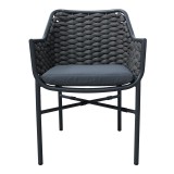 Fotel Ortegia pakoworld prej alumini me kornizë antracit dhe litar PE 57x62x82cm
