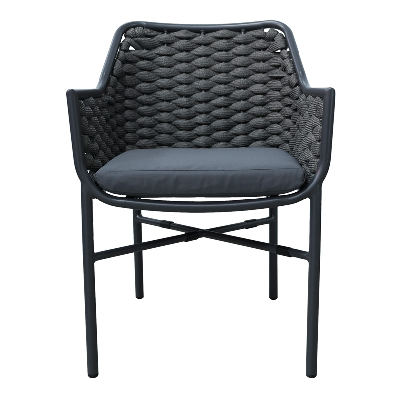 Fotel Ortegia pakoworld prej alumini me kornizë antracit dhe litar PE 57x62x82cm