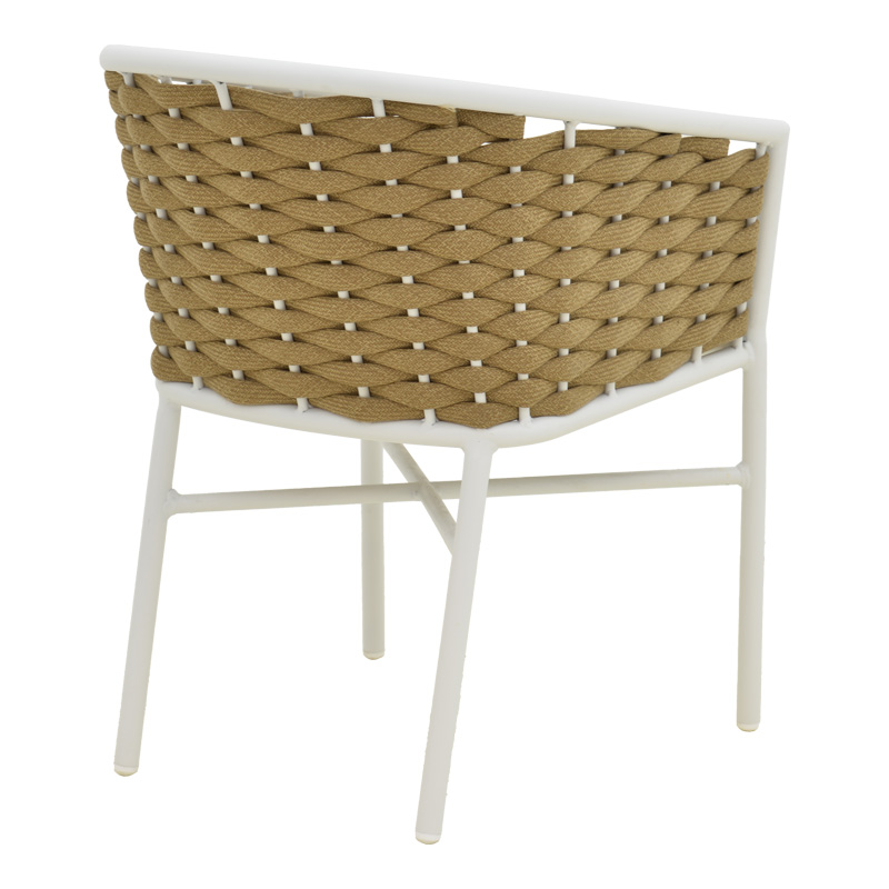 Fotel alumini Noevo pakoworld i palosshëm me kornizë të bardhë-litar PE natyral 57x62x76cm
