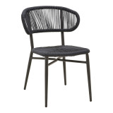 Karrige alumini-pe rattan Agus pakoworld e palosshme në nuancë të zezë 55x63x77cm