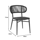 Karrige alumini-pe rattan Agus pakoworld e palosshme në nuancë të zezë 55x63x77cm