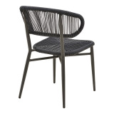 Karrige alumini-pe rattan Agus pakoworld e palosshme në nuancë të zezë 55x63x77cm