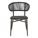 Karrige alumini-pe rattan Agus pakoworld e palosshme në nuancë të zezë 55x63x77cm