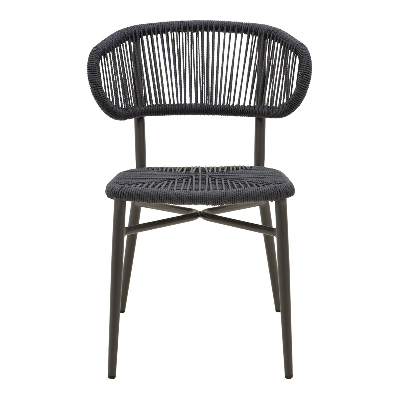 Karrige alumini-pe rattan Agus pakoworld e palosshme në nuancë të zezë 55x63x77cm