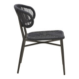 Karrige alumini-pe rattan Agus pakoworld e palosshme në nuancë të zezë 55x63x77cm