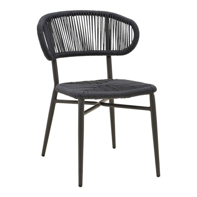 Karrige alumini-pe rattan Agus pakoworld e palosshme në nuancë të zezë 55x63x77cm