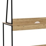 Tavolinë zyre me raft Herbey pakoworld në ngjyrë lisi me këmbë metalike të zezë 100x48x139cm