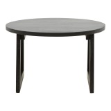 Tavolinë Tamarind pakoworld dru mango-rattan natyral në nuancë të zezë Φ65x40cm