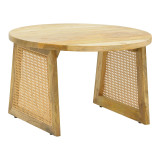 Tavolinë Tamarind pakoworld dru mango-rattan natyral në nuancë natyrale Φ65x40cm