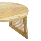 Tavolinë Tamarind pakoworld dru mango-rattan natyral në nuancë natyrale Φ65x40cm