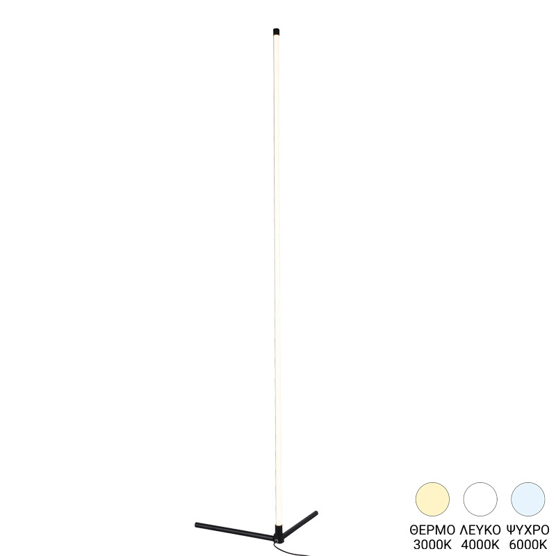 Llambë dyshemeje Esthetic I pakoworld led metal në ngjyrë të zezë 45x2x140cm