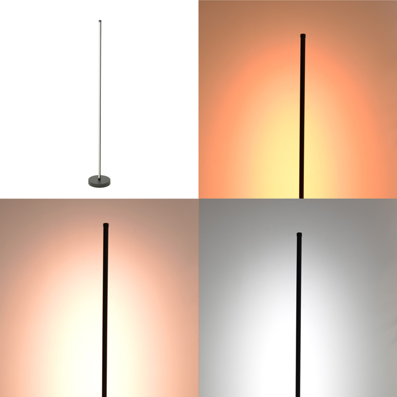 Llambë dyshemeje Topelia pakoworld led metal në ngjyrë të zezë D20x140cm