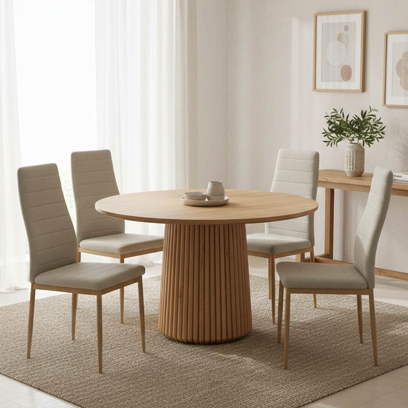 Tavolinë Tully pakoworld prej druri masiv akacie në nuancë natyrale D120x75cm