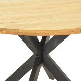 Tavolinë Royalty pakoworld dru masiv mango 4cm në nuancë natyrale-këmbë metalike e zezë D130x77cm