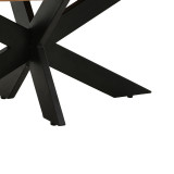 Tavolinë Royalty pakoworld dru masiv mango 4cm në nuancë natyrale-këmbë metalike e zezë D130x77cm
