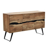 Kabinet Imena pakoworld dru masiv Akacie në nuancë natyrale me këmbë metalike të zeza 148x43.5x86cm