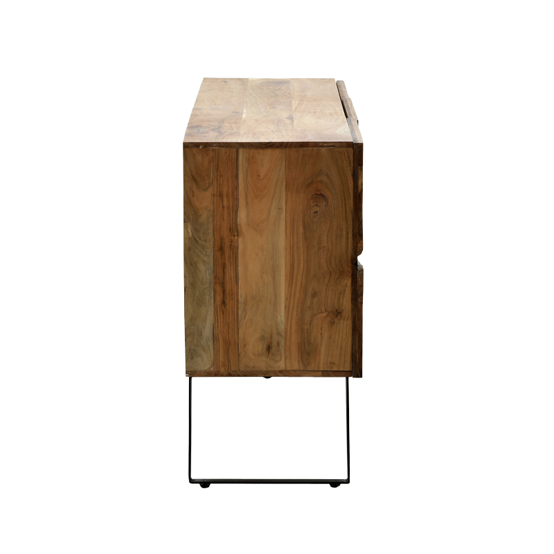 Kabinet Imena pakoworld dru masiv Akacie në nuancë natyrale me këmbë metalike të zeza 148x43.5x86cm