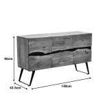 Kabinet Imena pakoworld dru masiv Akacie në nuancë natyrale me këmbë metalike të zeza 148x43.5x86cm