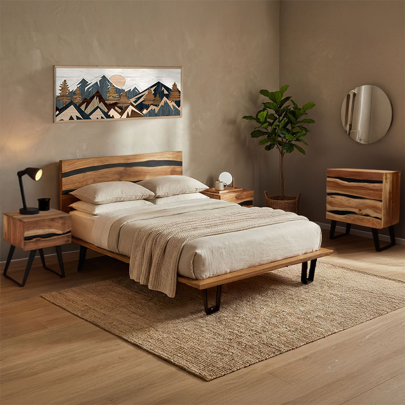 Set dhome gjumi Imena pakoworld 4 copë dru masiv 160x200cm