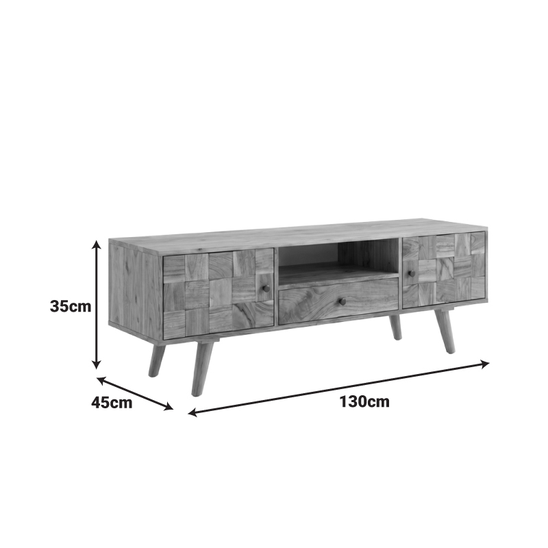 Mbajtëse televizori Firpo pakoworld dru akacie masiv në ngjyrë natyrale 130x35x45cm