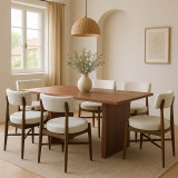 Set tavoline ngrënieje Eleganza-Raudi pakoworld set me 7 pjesë mdf në nuancë arre 180x99x75.8cm