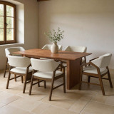 Set tavoline ngrënieje Eleganza-Livia pakoworld set me 7 pjesë mdf në nuancë arre 180x99x75.8cm