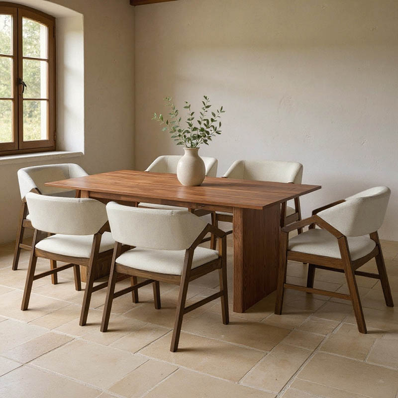 Set tavoline ngrënieje Eleganza-Livia pakoworld set me 7 pjesë mdf në nuancë arre 180x99x75.8cm