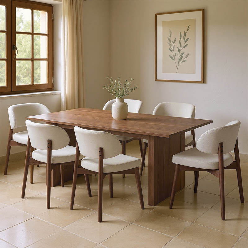 Set tavoline ngrënieje Eleganza-Siena pakoworld set me 7 pjesë mdf në nuancë arre 180x99x75.8cm