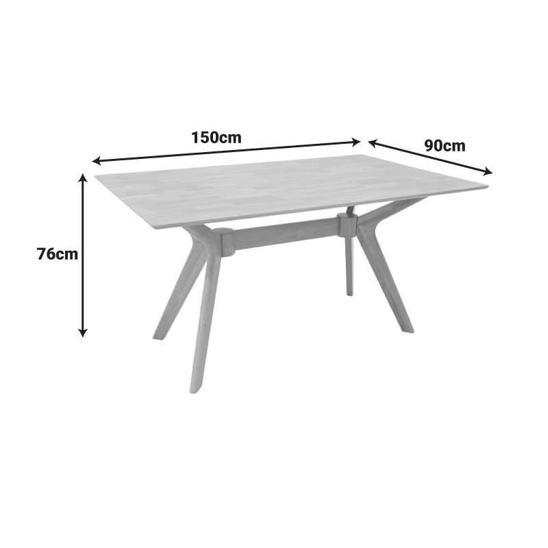 Set ngrënieje Raffles pakoworld 7 copë dru gome me rregullim PE në ngjyrë natyrale 150x90x76cm