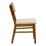Karrige Raffles pakoworld arrë rubberwood me pe rattan dhe pëlhurë ecru 47x48x83.5cm