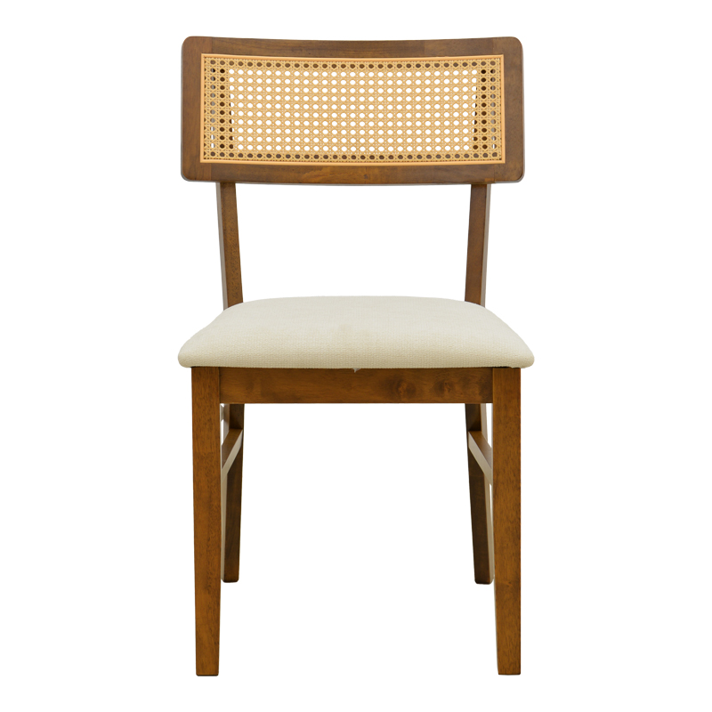 Karrige Raffles pakoworld arrë rubberwood me pe rattan dhe pëlhurë ecru 47x48x83.5cm