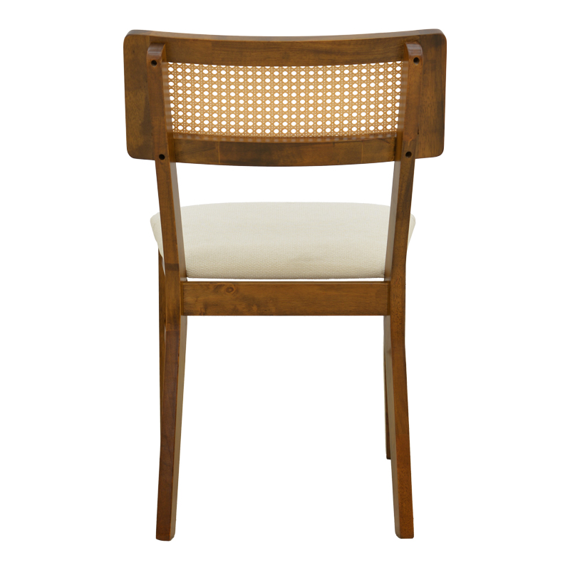 Karrige Raffles pakoworld arrë rubberwood me pe rattan dhe pëlhurë ecru 47x48x83.5cm
