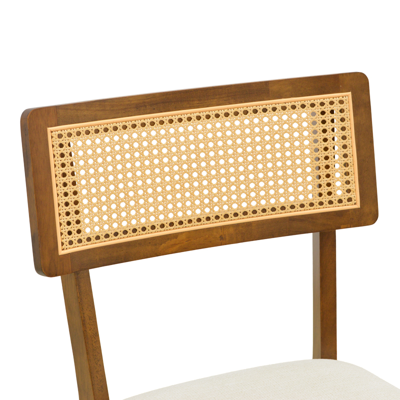 Karrige Raffles pakoworld arrë rubberwood me pe rattan dhe pëlhurë ecru 47x48x83.5cm