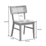 Karrige Raffles pakoworld arrë rubberwood me pe rattan dhe pëlhurë ecru 47x48x83.5cm