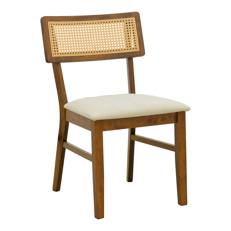 Karrige Raffles pakoworld arrë rubberwood me pe rattan dhe pëlhurë ecru 47x48x83.5cm