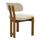 Karrige Genoa pakoworld arrë rubberwood dhe pëlhurë ecru 50x43x82cm