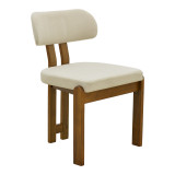 Karrige Genoa pakoworld arrë rubberwood dhe pëlhurë ecru 50x43x82cm