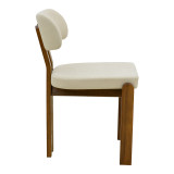 Karrige Genoa pakoworld arrë rubberwood dhe pëlhurë ecru 50x43x82cm