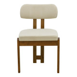 Karrige Genoa pakoworld arrë rubberwood dhe pëlhurë ecru 50x43x82cm