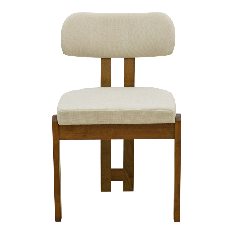 Karrige Genoa pakoworld arrë rubberwood dhe pëlhurë ecru 50x43x82cm