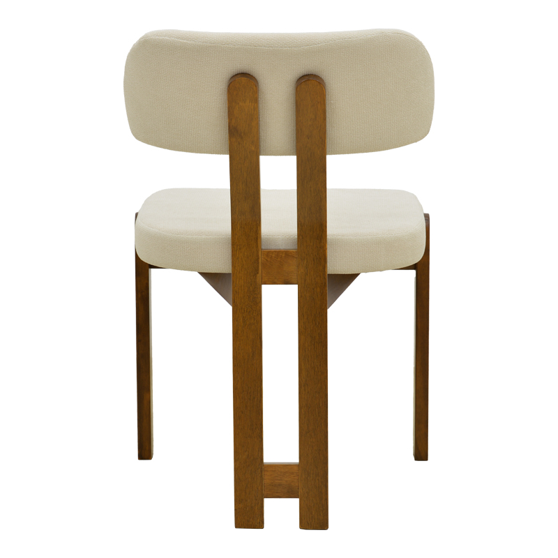 Karrige Genoa pakoworld arrë rubberwood dhe pëlhurë ecru 50x43x82cm