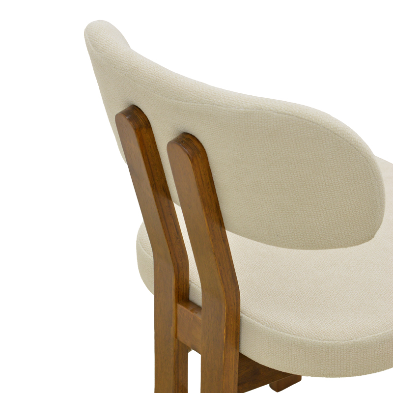 Karrige Genoa pakoworld arrë rubberwood dhe pëlhurë ecru 50x43x82cm