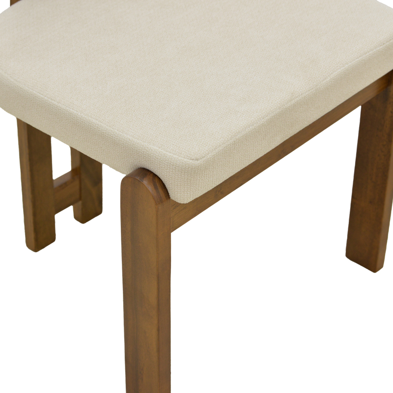 Karrige Genoa pakoworld arrë rubberwood dhe pëlhurë ecru 50x43x82cm